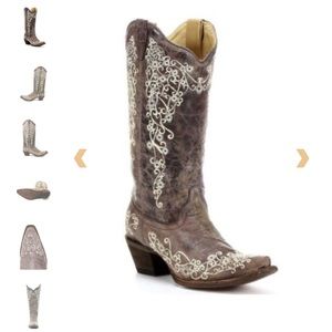 CORRAL WOMEN'S CRATER WITH BONE EMBROIDERY WESTERN BOOTS - SNIP TOE